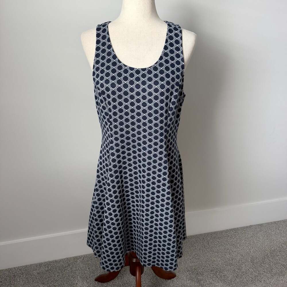 French Grey Sleeveless Geometric Circle Print A-Line Dress